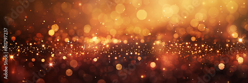 Deep Amber Bokeh Lights and Glitter Sparkle on Soft Abstract Background, Realistic HD Quality