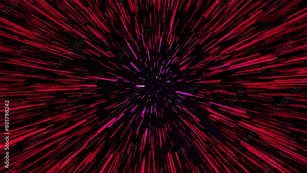 Moving at warp speed centric motion starburst rays animation 3D rendering. Moving at warp speed centric motion starburst rays animation 3D rendering.