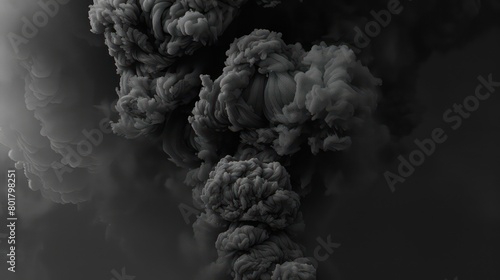solid black background, grey smoke