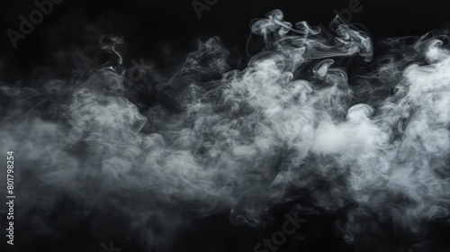 solid black background, grey smoke