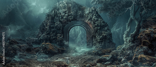 A mysterious portal into a fantastical realm where reality twists and bends photo