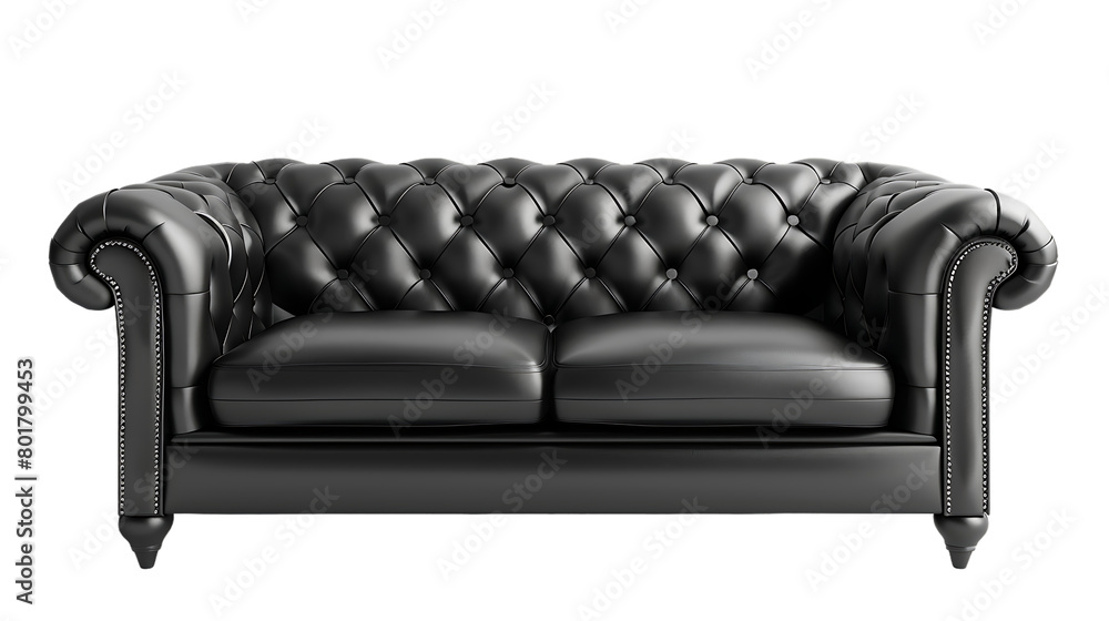 Obraz premium black leather sofa isolated on transparent background
