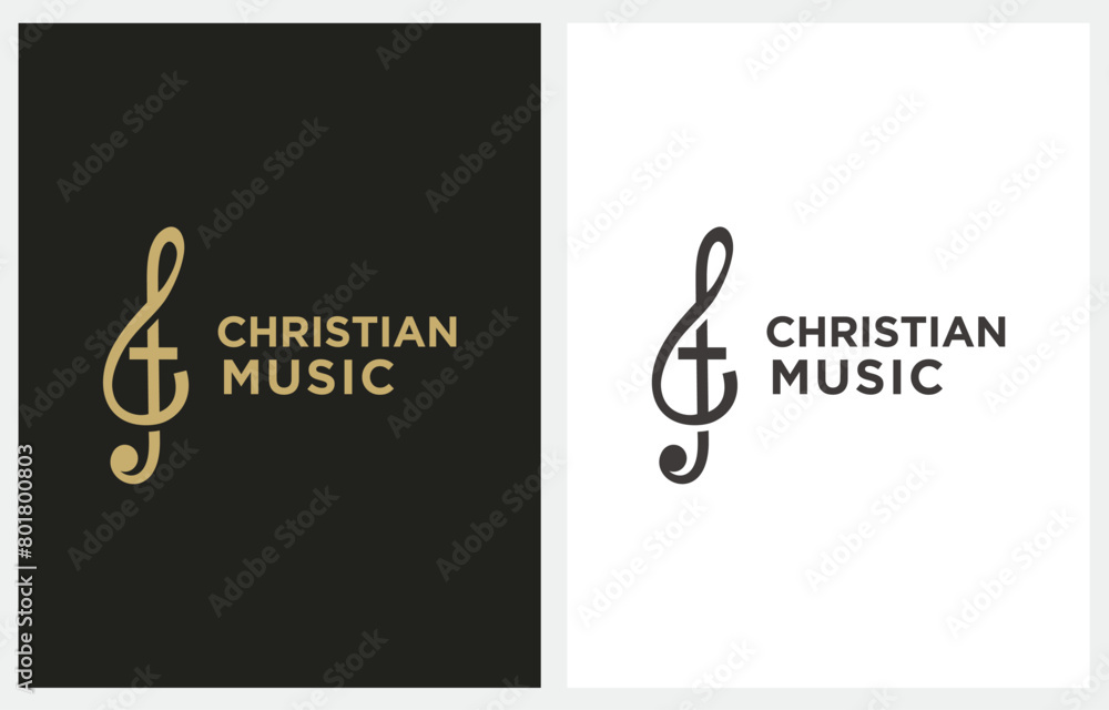Gospel Music Choir Church with Cord Christian Catholic Cross logo design Gospel Music Choir Church with Cord Christian Catholic Cross logo design