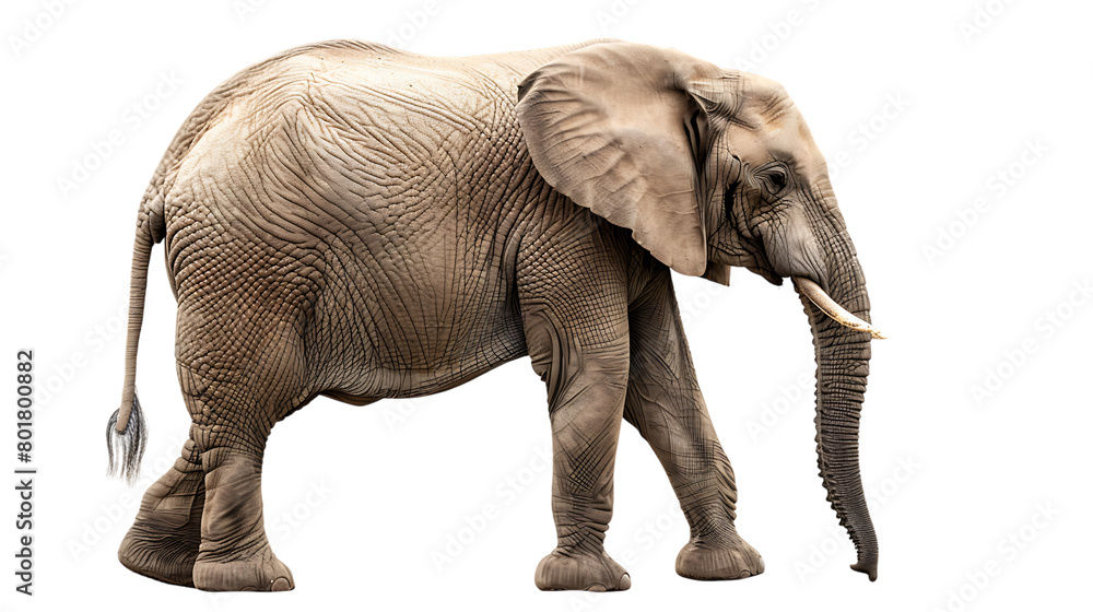 elephant looking right isolated on transparent background