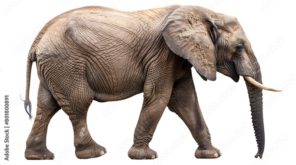 Fototapeta premium elephant looking right isolated on transparent background