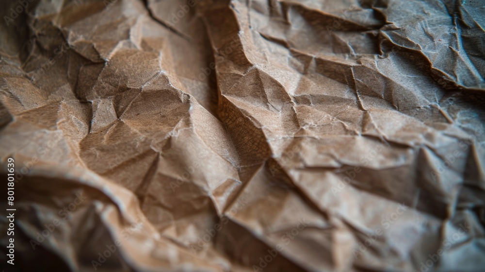 Close-up of a crumpled brown paper texture, emphasizing detailed folds and rugged feel. Close-up of a crumpled brown paper texture, emphasizing detailed folds and rugged feel.