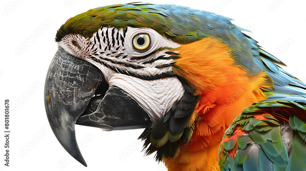 Fototapeta premium large parrot head isolated on transparent background