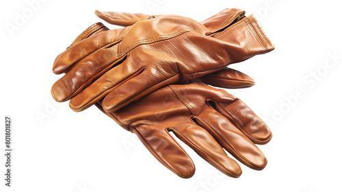 Leather gloves isolated on transparent background