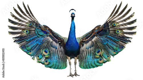 peacock open wings isolated on transparent background