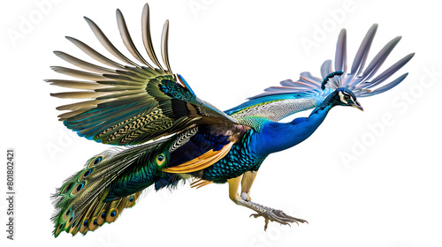 peacock running isolated on transparent background