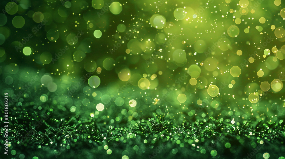 Moss Green Glitter Defocused Abstract Twinkly Lights Background, glowing blurred lights in earthy green shades.
