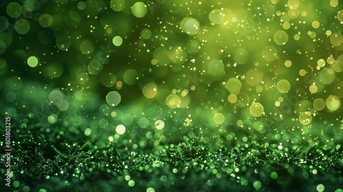 Moss Green Glitter Defocused Abstract Twinkly Lights Background, glowing blurred lights in earthy green shades.