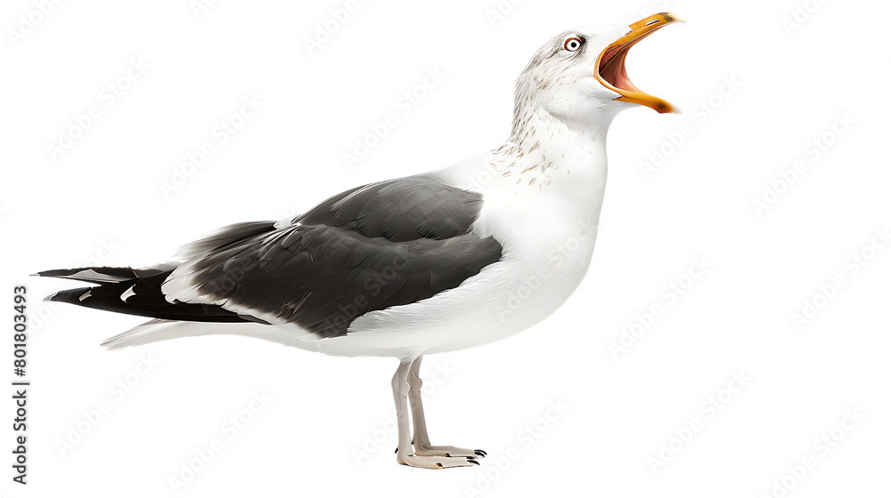 Obraz premium seagull open beak isolated on transparent background