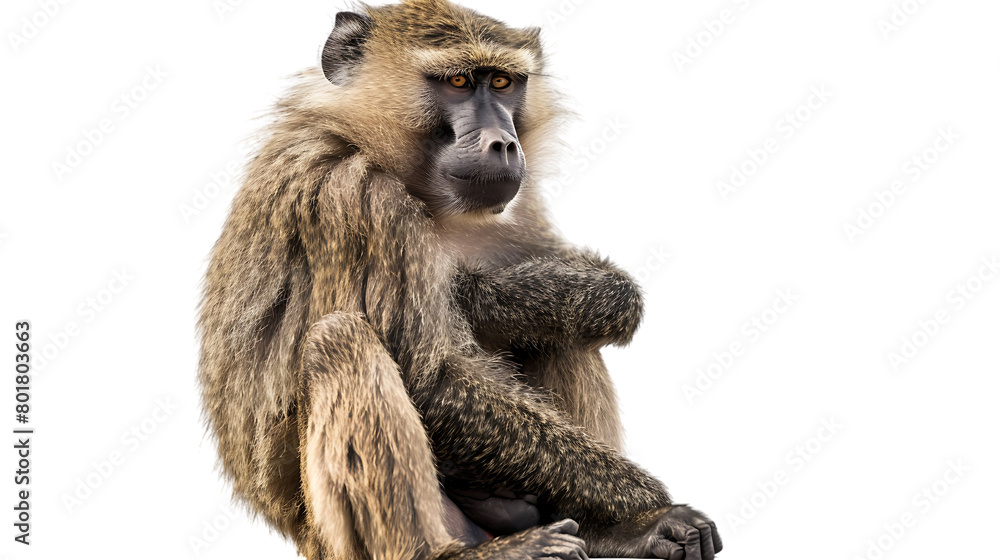 Obraz premium sitting baboon isolated on transparent background