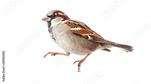 sparrow on branch isolated on transparent background