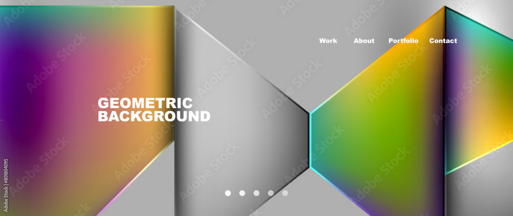 A vibrant geometric background with triangles, rectangles, circles, and lines in a rainbow of colors like magenta and electric blue, creating a symmetrical pattern on the flooring A vibrant geometric background with triangles, rectangles, circles, and lines in a rainbow of colors like magenta and electric blue, creating a symmetrical pattern on the flooring