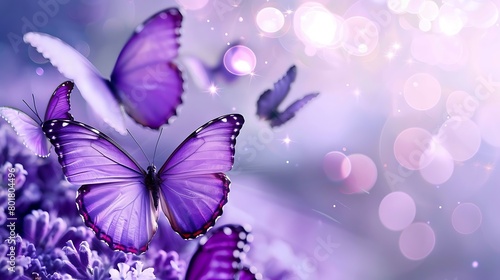 Copy space background Purple butterflies symbolized concern for people with lupus disease