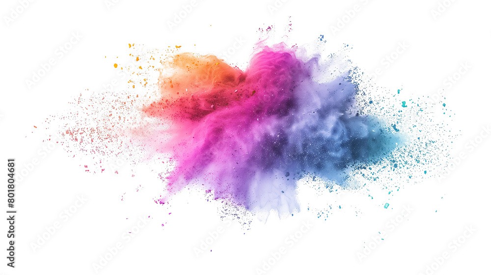 Colorful rainbow powder explosion on a transparent background. Generative AI Colorful rainbow powder explosion on a transparent background. Generative AI