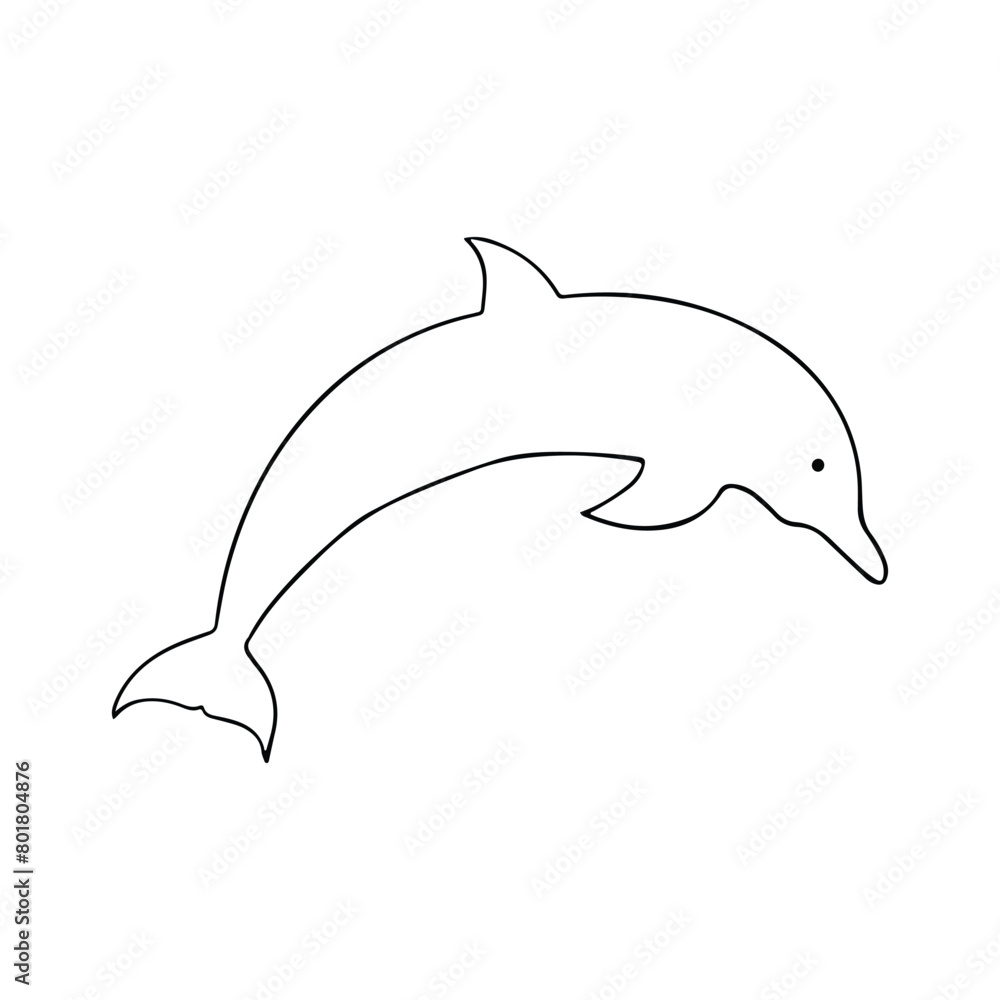 Fototapeta premium Fish Outline Design For Coloring Book. Marine Life Animal Illustration