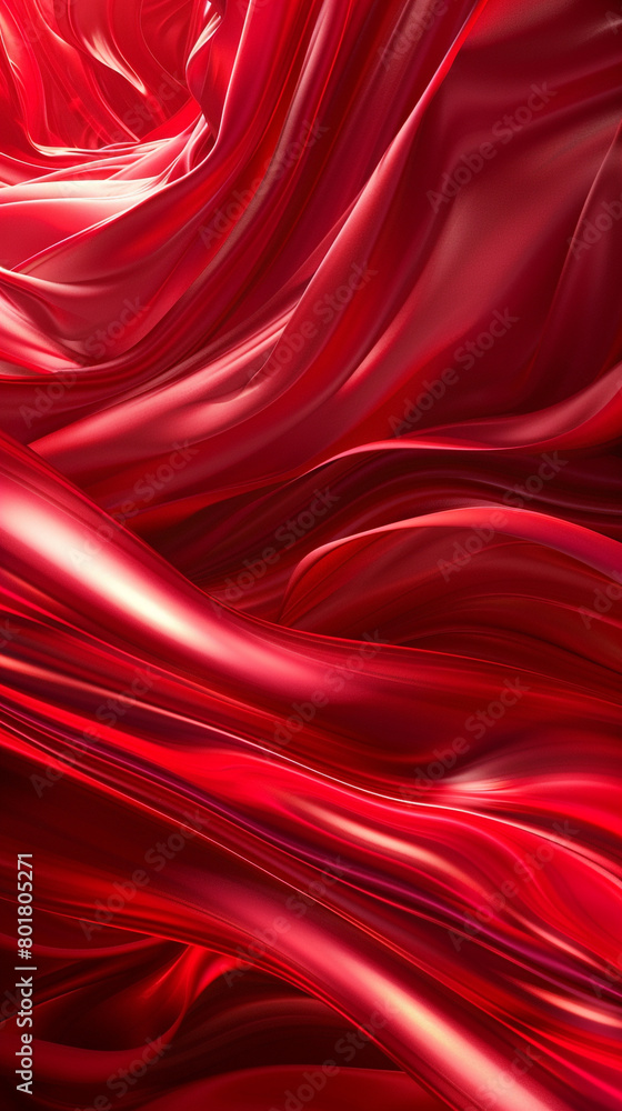 Obraz premium Rich ruby red abstract waves background, featuring intense color and fluid motion for dramatic effect Ideal for bold creative projects
