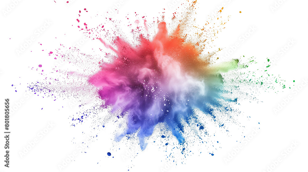 Colorful rainbow powder explosion on a transparent background. Generative AI Colorful rainbow powder explosion on a transparent background. Generative AI