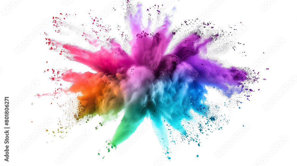 Colorful rainbow powder explosion. Generative AI