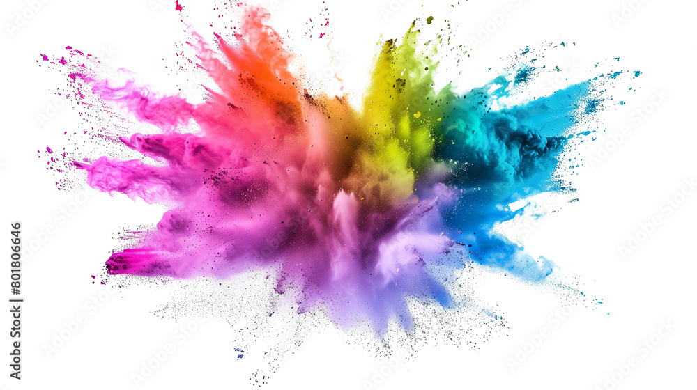 Colorful rainbow powder explosion. Generative AI