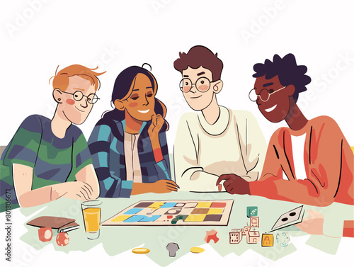 Animated Game Night: Friends Gathered in Intellectual Pursuit and Camaraderie