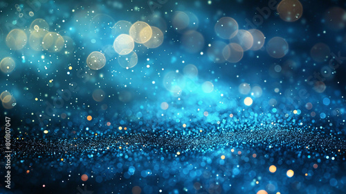 Soft Cerulean Bokeh Lights, Glitter Sparkle Dust on Abstract Background, Ultra High Resolution HD