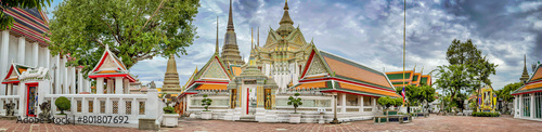 Wat Po Bangkok Buddhist Temple Pano without people