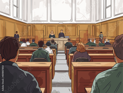 Captivating Courtroom Witness: The Moment of Testimony Unfolds in Vibrant Animated Style