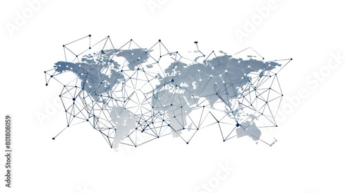 map of the global network in dots and lines  white color of background