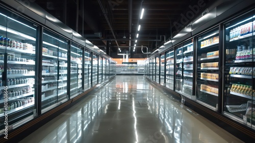 modern urban supermarket with an empty aisle