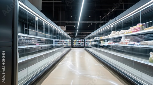 modern urban supermarket with an empty aisle