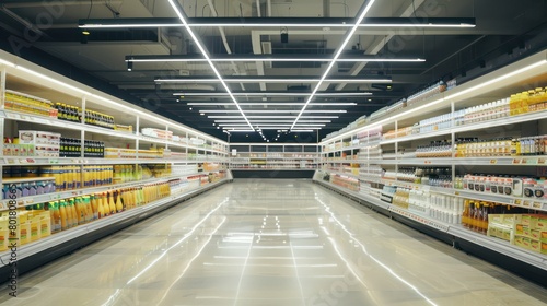 modern urban supermarket with an empty aisle