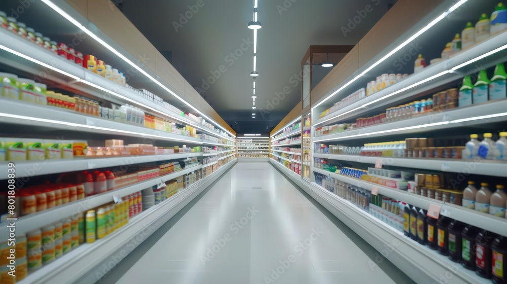 modern urban supermarket with an empty aisle modern urban supermarket with an empty aisle