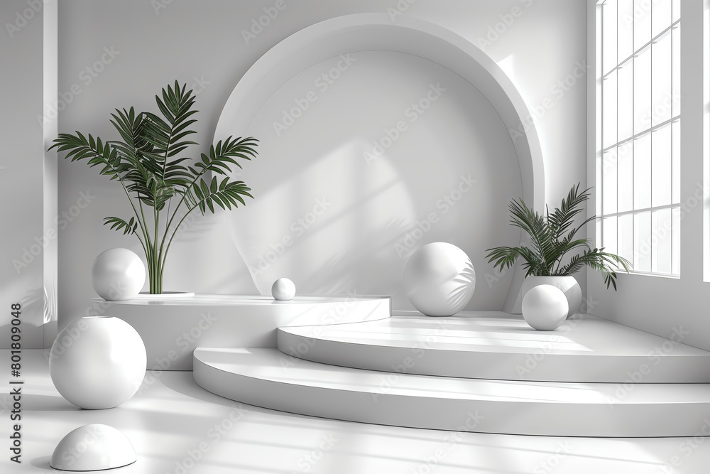 Abstract white and gray 3D room with set of realistic white cylinder pedestal podium Minimal scene for product display presentation Geometric platform design Stage for showcase Vec Abstract white and gray 3D room with set of realistic white cylinder pedestal podium Minimal scene for product display presentation Geometric platform design Stage for showcase Vec