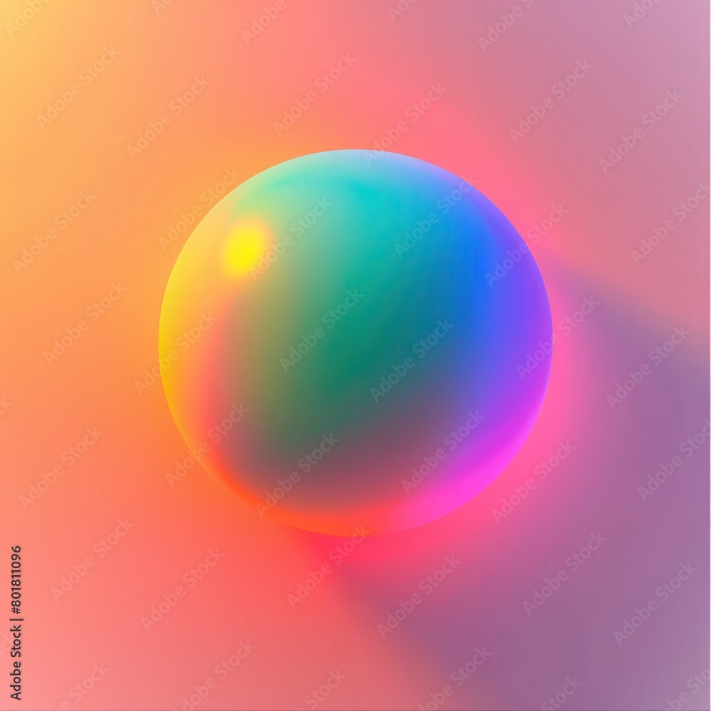 colorful gradient with neon sphere shape under surface