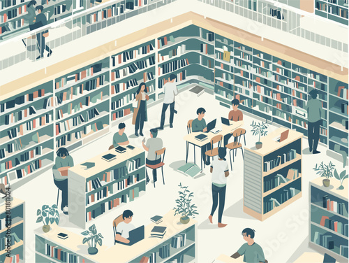 Enthralled Scholars: A Library Sanctuary of Learning Amidst a Literary Labyrinth