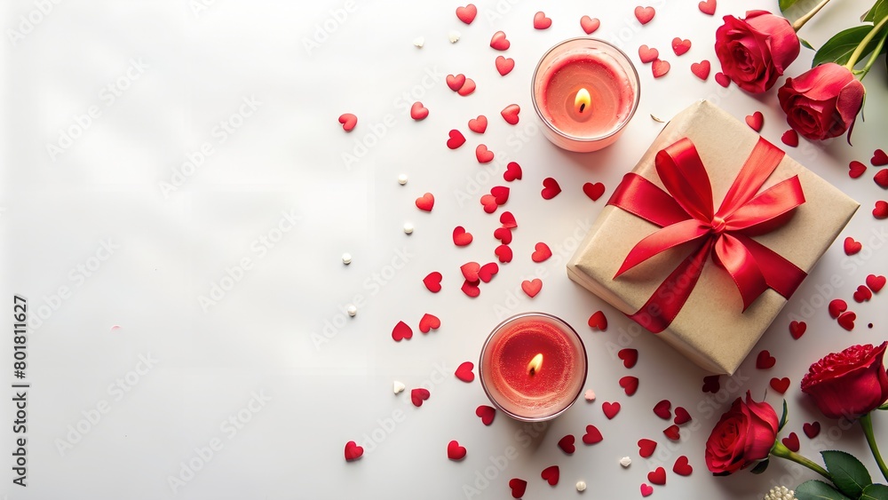 Valentine's Day Gifts, Candles, and Confetti Set the Stage for Relaxation and Romance. Valentine's Day Gifts, Candles, and Confetti Set the Stage for Relaxation and Romance.