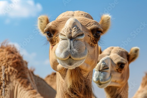 Close-Up of Camels in the Desert