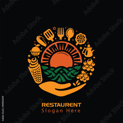 Food and fork and spoon combination for restaurant logo concept. Food and drink logo concept.