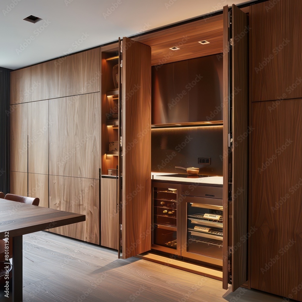 modern style kitchen with retractable large door modern style kitchen with retractable large door