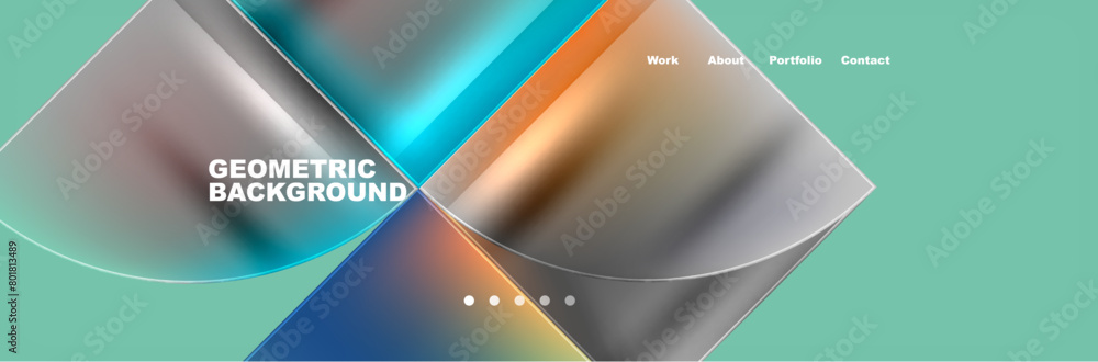 Obraz premium A vibrant geometric background with a rainbow of colors in tints and shades of azure, aqua, and electric blue. The pattern features triangles and symmetry, resembling a waterlike design