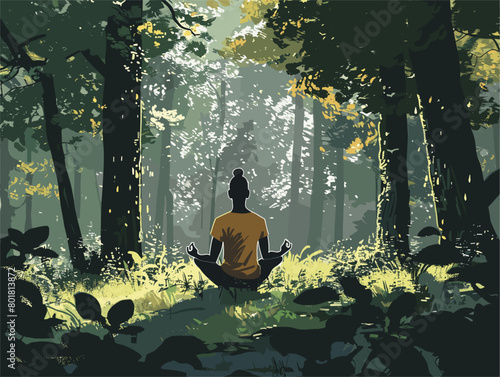 **Yogi's Tranquil Forest Meditation: A Path to Inner Peace and Harmony through Nature's Embrace**
