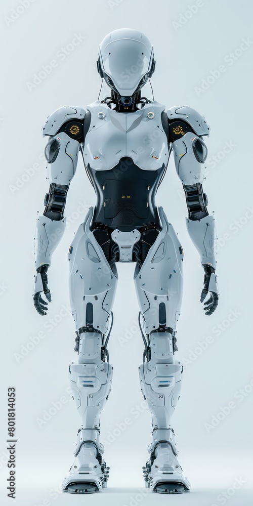 white robot, intelligence in pure white background