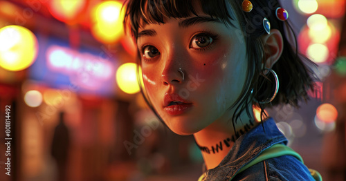 A Cinematic Closeup of a Girl with Detailed Eyes and Short Hair. Generative Ai. © Shreyash