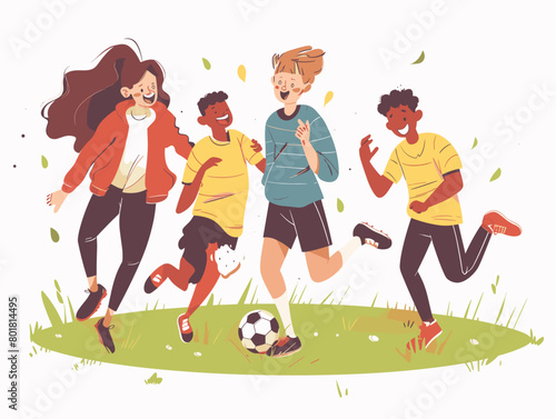 Youthful Energy: Friends United in the Thrill of Soccer Camaraderie