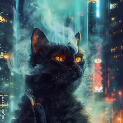 A cat's eye in the cyberpunk style © Сергей Косилко