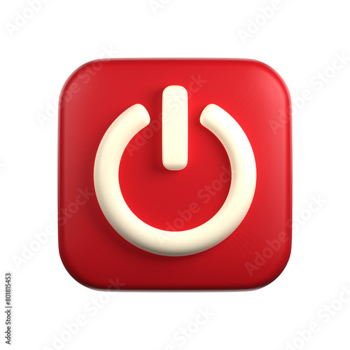power button in 3d illustration of user interface theme